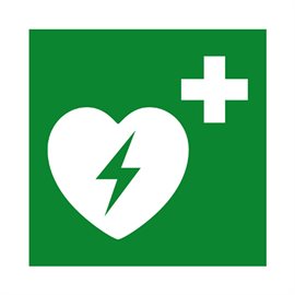 Henvisningsskilt - hjertestarter AED, Alu m/refleks